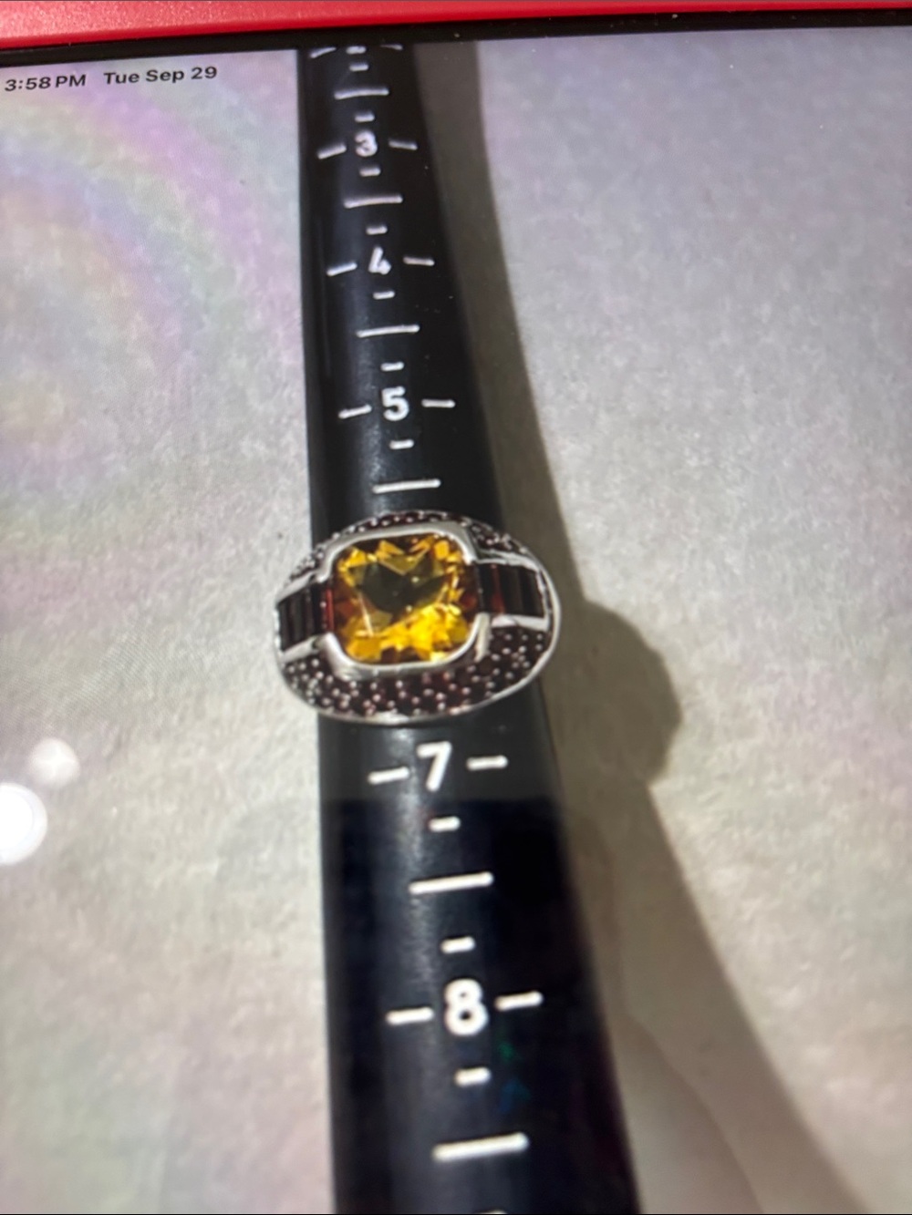 JTV Yellow Cushion-Cut Gemstone Sterling-Style Cocktail Ring